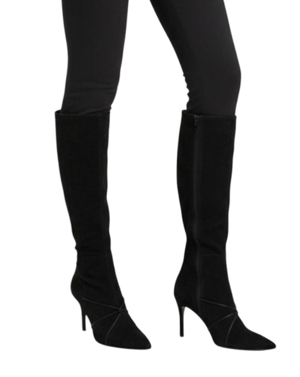 PAOLO Black Suede Heeled Pointy Toe Boot Size 9M